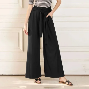 Autumn Winter Fashionable Women's Sports Wide-leg Pants Solid Color Drape Lace-up Trousers Casual And Comfortable Yoga Trousers 3