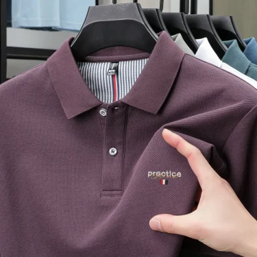High end 100% pure cotton short sleeve polo shirt men's summer designer new brand letter embroidery Korean casual golf T-shirt 4