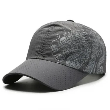 1 pcs Men's Printed Chinese Style Dragon Pattern Quick-Drying Mesh Baseball Cap Outdoor Leisure Fashion Sun Protection 5