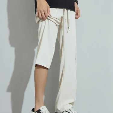 Thin Men's Ice Silk Casual Pants Summer Clothes Fashion Straight Trousers Elastic Waist Breathable Male Sweatpants 4