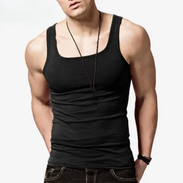 Hot Sale 100% Cotton Mens Sleeveless Tank Top Solid Muscle Vest Undershirts Square Neck Gymclothing Tees Whorl Tops Bodybuilding 4