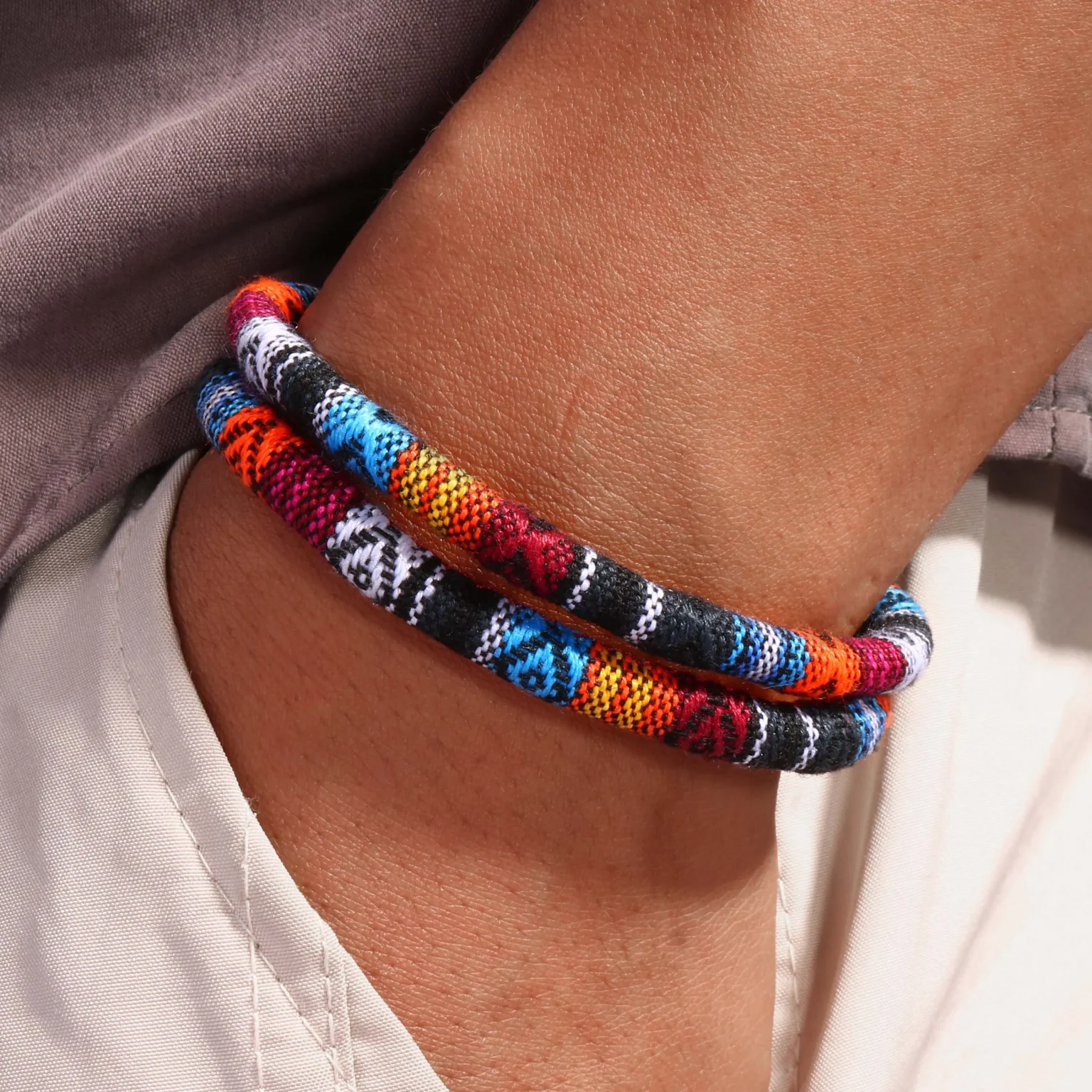 Double Layered Ethnic Tribal Cloth Fil Bracelet Men Women Summer Bohemia Fabric Rope Bracelet For Men Pulseras Hilo Hombre 2