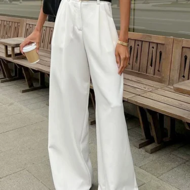Bornladies White Loose Pants Women's 2025 Autumn/Winter New High Waist Office Lady Wide Leg Pants Temperament Casual Trousers 6