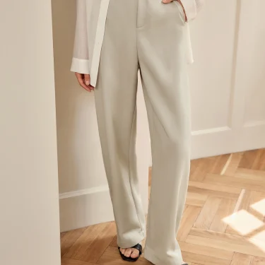 ZIQIAO 2025 Summer Women's Tencel High-Waisted Trousers - Curved Hem & Fluid Slimming Silhouette Pants 25ZQ92308 1