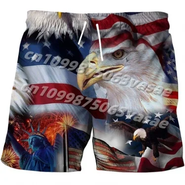Men's Swimwear Shorts American Flag 3d Surfing Board Short Kids Beach Shorts Men Trunk USA Flag Swimsuit Sports Pants Briefs Boy 2