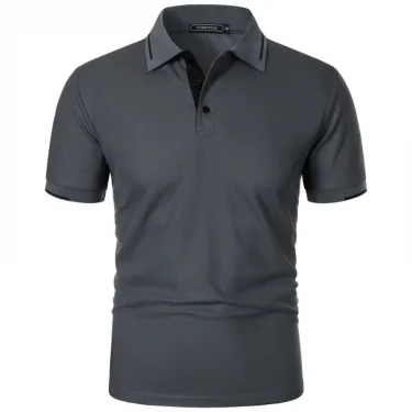 Men's Short Sleeve Polo Shirt Summe Button Classic Fit Casual T-Shirts Oversize Pullover Shirts Man Solid Color Lightweight Tops 5