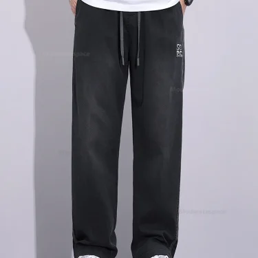 Men Clothing Pants Summer Thin Lyocell Soft Loose Wide Pants Elastic Waist Casual Vintage Trousers Male Plus Size 5XL 2