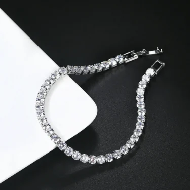 Luxury Hiphop Iced Out 4mm Cubic Zirconia Crystal Tennis Bracelets For Women Men Gold Color Silver Color Bracelet Chain Jewelry 6