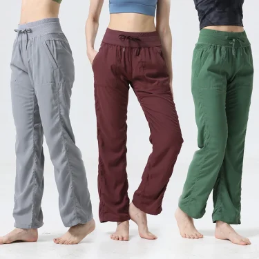 Women's New Folded Yoga Pants Super Soft Loose Micro Horn Fitness Commuter Leisure Sports cropped pants 1