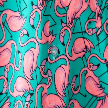 Seaside Vacation Quick-drying Clothes Loose Floral Tops Hawaiian Flamingo Print Beach Shirts Men's Short-sleeved Casual Shirt 2