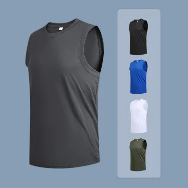 Men's New Large Size Breathable Ice Silk Quick Dry Sleeveless Vest Round Neck Casual Running Fitness M-8xl Summer Sports T-Shirt 5