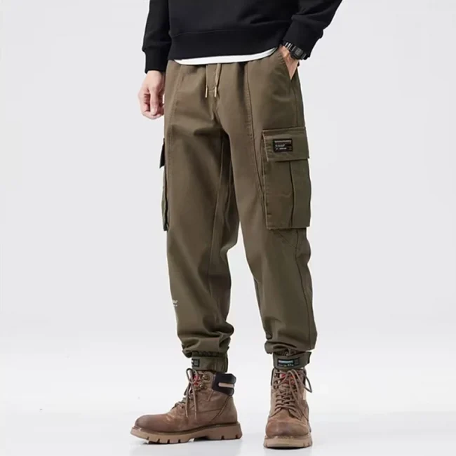 Men Japanese Style Casual Pants Male Loose Plus Size Straight Leg Brand Trousers Fashion Large Pocket Comfortable Cargo Pants 6