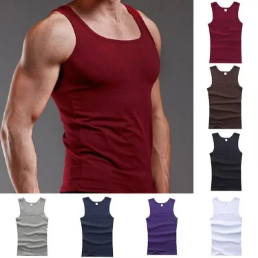 Hot Sale!Large Size Cotton Sleeveless T-shirts For Men Gym Fitness Tank Tops Bodybuilding Muscle Vest Tops Sports Undershirt 4