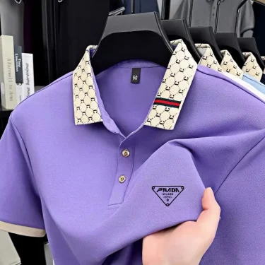 2025 New Men's Short Sleeve Polo Shirt, High-End Trendy Business Casual Blend (Silk/Ice/Linen/Cotton), Breathable & Soft 5