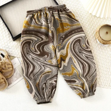 Summer New Children Boys Printed Casual Trousers Breathable Mosquito Proof Kids Boys Pants Thin Cotton Baby Boys Lantern Pants 4