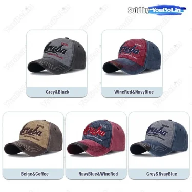 Aruba Letter Embroidered Cotton Adjustable Two-tone Baseball Cap Sun Hat Trucker Caps Dad Hats 2