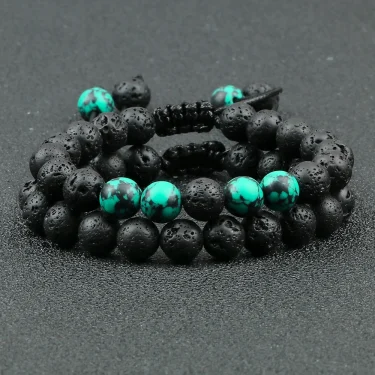 2Pcs Adjustable Braided Natural Stone Beads Bracelets&Bangles For Couples Women Men Tiger Eye Lava Bracelet Yoga Jewelry Pulsera 3