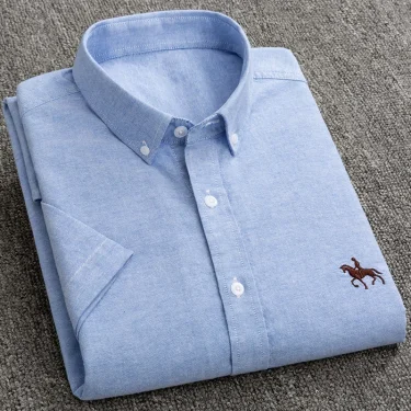 100%Pure Cotton Oxford Men's Shirts Short Sleeve Soft Regular Fit Formal Dress Shirt Social Blouse Male White Shirt 5XL 6XL 4