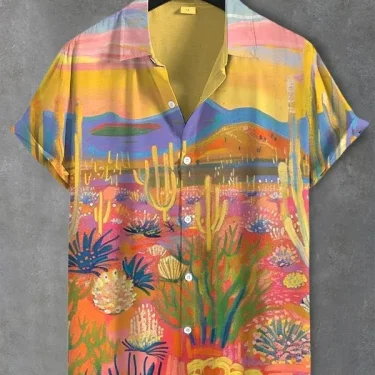 Men's beautiful graphics Shirts Fashion Short Sleeve Button Down Lapel Shirts For Summer Oversized Tops Casual Hawaiian Shirts 3