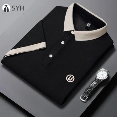 2024 Men's New Embroidered Cotton Business Leisure Short Sleeved POLO Shirt Fashion Short Sleeved Comfortable and Breathable Top 5