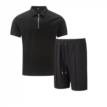 2025 simple men's suit summer new short sleeve shorts two-piece outdoor leisure handsome men's solid color trend suit 5