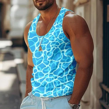 Sea Beach Casual Funny Tank Top For Men 3D Print Effect Quickly Dry Basketball Vest 2025 Summer Simple Fashion Sleeveless Top 5