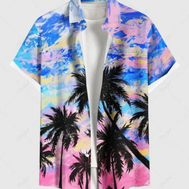 Fashion Men's Hawaiian Shirts 3D Printed Short Sleeved Button Down Lapel Shirt For Summer Oversized Tops Casual Shirt For Men 5