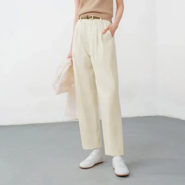 Semir Women Pleated Tapered Pants 2025 Summer High-Waisted Loose Fit Slimming Wide Leg Trousers for Casual or Office 5