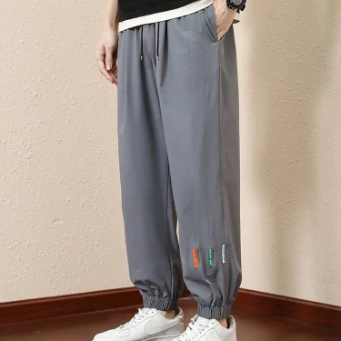 Summer Men's Sweatpants Big Size 8XL 7XL 6XL Nylon Spandex Stretch Ice Silk Cooling Jogger Pants Sports Baggy Trousers 4