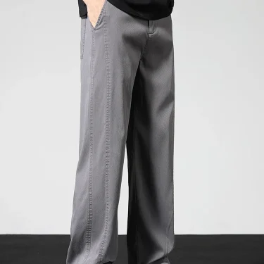 Summer Thin Casual Pants Men's Straight Wide Pants Brand Clothing Lyocell Stretch Loose Trousers Korean Trendy Man Clothing 2