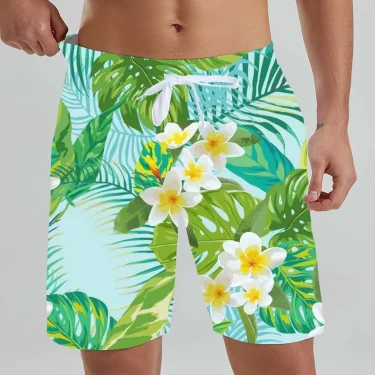 Hawaiian men's Beach Shorts Tropical Plant Beach Patterns 3D Printed men's Shorts Summer Swin Trunks Vacation men's Clothing 1
