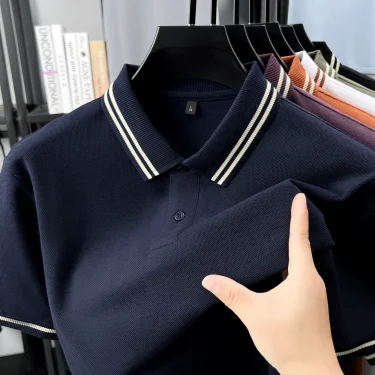 100% pure cotton men's new short sleeve summer custom fashion polo shirt high-quality luxury boutique Tshirt business casual top 2