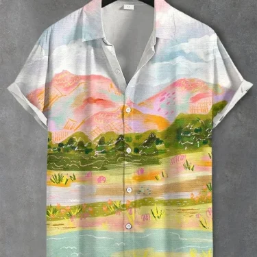 Men's beautiful graphics Shirts Fashion Short Sleeve Button Down Lapel Shirts For Summer Oversized Tops Casual Hawaiian Shirts 2