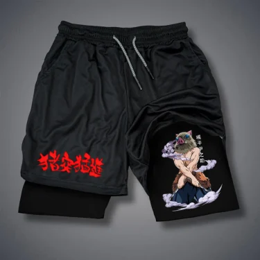 Men'S Fitness Performance Running Training Sports Shorts Fashion Print 2-In-1 Double-Layer Summer Mesh Quick-Drying Beach Shorts 1