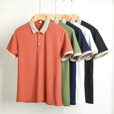 Men's Solid Color Casual Fashion Short Sleeved POLO Shirt Summer Comfortable Top 6