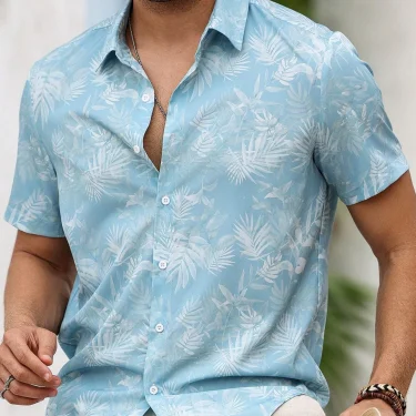 Men's Summer Tropical Plant Palm Tree Graphic Printed T-shirt Shirt Loose Breathable Seaside Vacation Style Casual Top Shirt 1