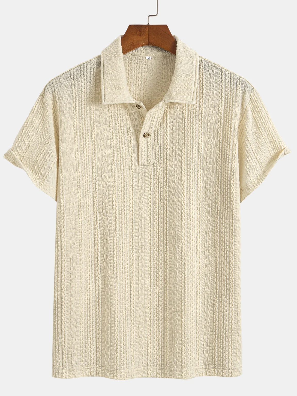 2025 Men's Polo Shirts Solid Color Jacquard Textured Polo Collar Half Buttoned Short Sleeves T-shirt for Men New Polo Shirt 1