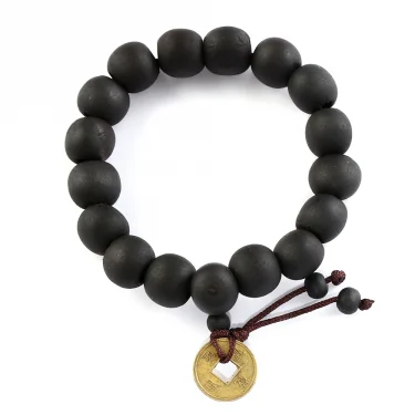 1Pc Wood Bead New Buddha Bracelet Buddhist Bangle Prayer Beads Copper Coin Women Men Lucky Religion Bracelets Charm Jewelry 2
