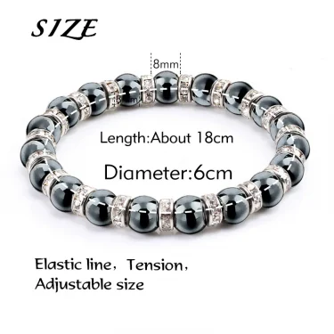 Natural Hematite Beads Bracelets Men No-Magnetic Health Protection Women Jewelry Charm Crystal Stone Stretch Bracelet & Bangle 6