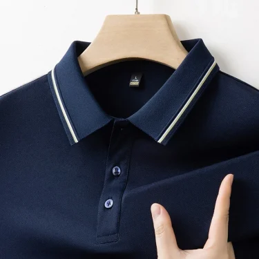 2025 New Men's Business Casual Short Sleeved Shirt Solid Color Polo Shirt Fashionable Breathable Comfortable Versatile Top 3