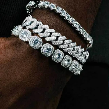 Fashion Bling Paved Rhinestone Prong Cuban Chain Bracelet for Women Men Hip Hop Iced Out Chunky Link Chain Bracelets New Jewelry 1