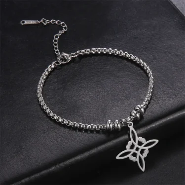 Vintage Stainless Steel bracelet for Men Women Witch Knot Witchcraft Pendant Man Bracelet Jewelry bracelets homme Birthday Gifts 4