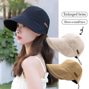 Foldable Wide Brim Sun Hat Drawstring Adjustable Caps for Men Women Beach Hats Summer Quick-drying Visors Fisherman Cap 1