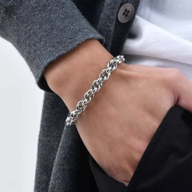 Chunky Twisted Chain Bracelets for Men Boys,Never Fade Stainless Steel Links Wristband,Punk Jewelry Gifts 2