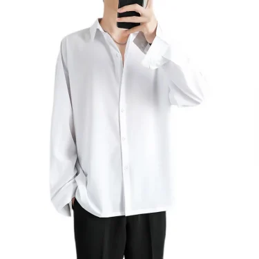 Shirt Men Solid Long sleeved Shirt For Men Korean Fashion Shirts Comfortable Blouses Casual Loose Classic Single Breasted Shirt 6