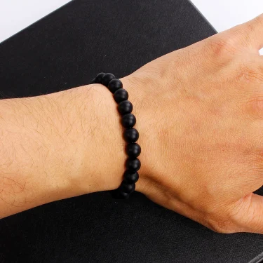 Natural Stone Matte Onyx Bracelet Men Natural Black Agate Bead Bracelet Women Yoga Meditation Healthy Handmade Jewelry wholesale 3