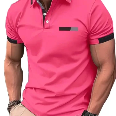 Summer Men's Short Sleeved 3-piece Set with a Lapel Polo Shirt Men's Casual Golf Top Polo Shirt with Elasticity and Comfort 2