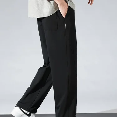 Men's Summer Sweatpants Lightweight Cotton Loose Fit Sports Pants Black Grey Home Basic Straight Trousers 5