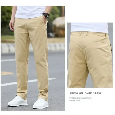 Men's Slim-Fit Cotton Chino Pants | Tailored Casual Trousers with Stretch Comfort (Waist 28-40) - Modern Office to Weekend Wear 4