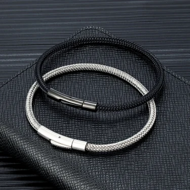 MKENDN Punk Simple Style Men Jewelry Non-fading Steel Wire Rope Bracelet Classic Cuff Charm Bracelet for Men Male Gifts 1